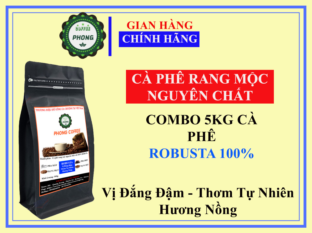 5KG Cà phê ROBUSTA hạt / bột Mộc Nguyên Chất Đăk Lăk - Cà phê rang xay mộc pha phin/pha máy