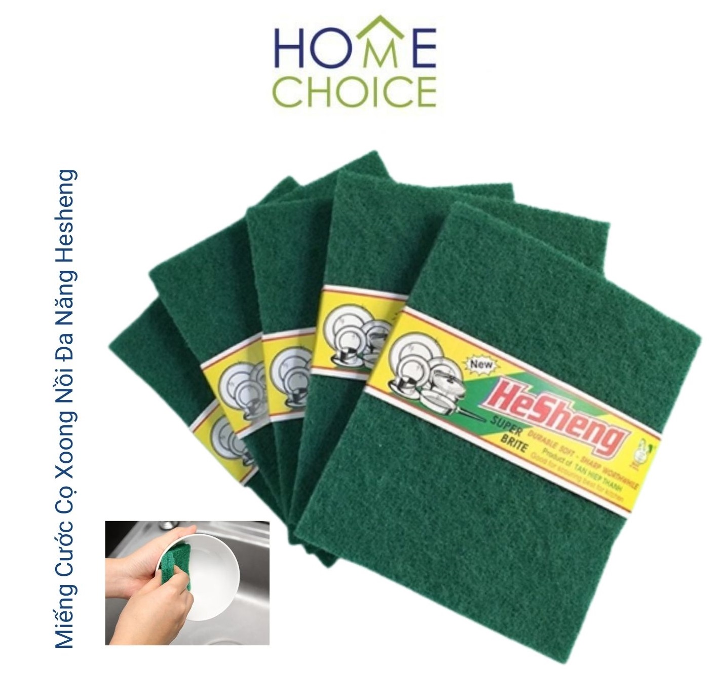Miếng cước xanh thái rửa chén, miếng rửa chén cước xanh thái hesheng, miếng rửa bát,
