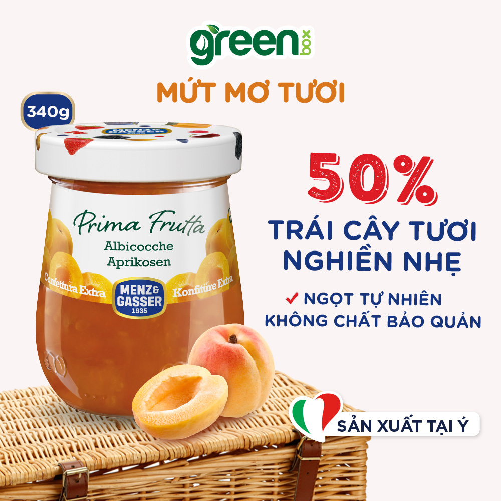 Mứt mơ Menz Gasser nhập khẩu Ý hũ 340g