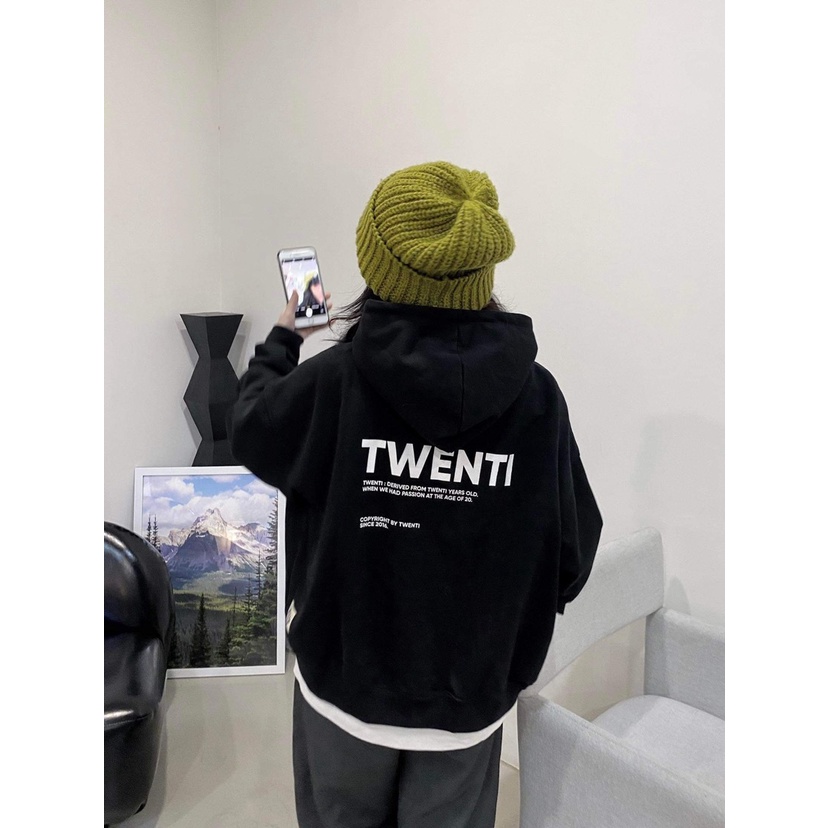 [Nhập Lazxuhuong03 - Giảm 40k/299k]Áo Hoodie Twenti Nỉ Cotton 2022 In Basic Form Ngắn