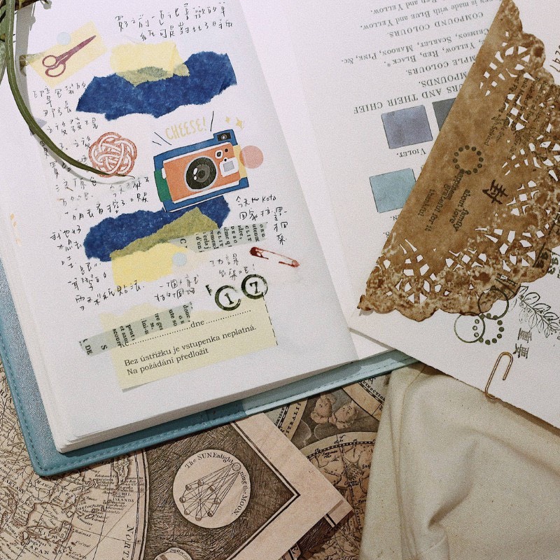 Set 20 giấy ren làm bullet journal, trang trí sổ vintage