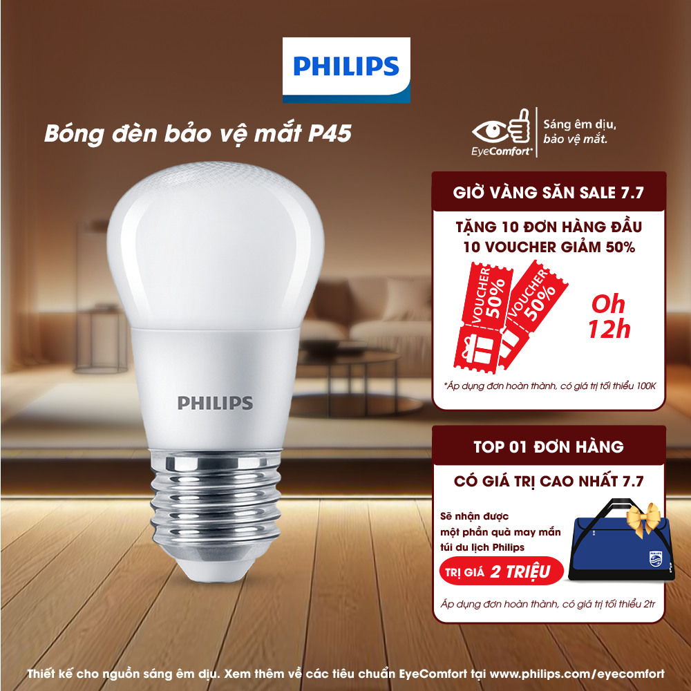 Bóng đèn Philips LED Bulb P45 bảo vệ mắt Công suất (3W, 4W)(01 bóng)
