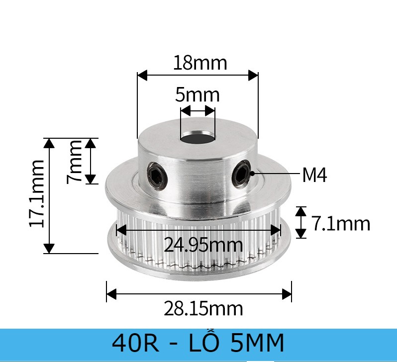 Puly bánh răng đồng bộ - ròng rọc truyền động dây curoa mini GT2 - MixASale
