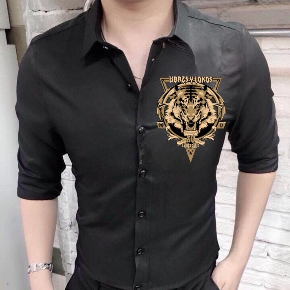 Áo sơ mi nam dài tay họa tiết hổ vàng độc đáo có bigsize