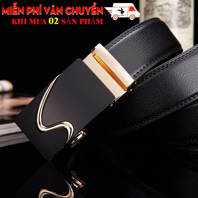 Thắt lưng (dây nịt) nam khóa tự động (Full hộp đựng) chất liệu dây da PU rộng 3.5cm mặt khóa bằng hợp kim chống rỉ cao cấp 8cm x 4cm