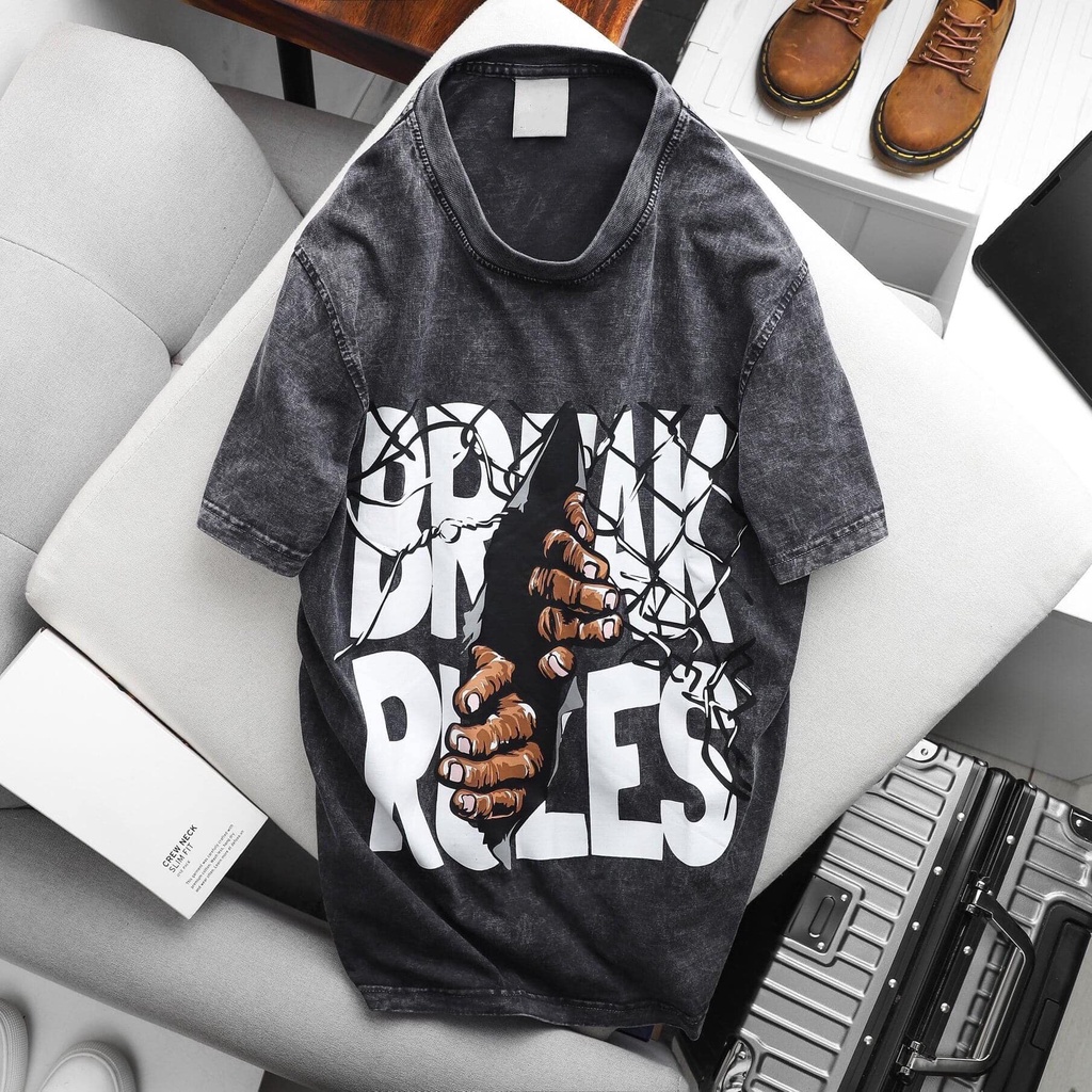 Áo thun tay lỡ Selected in chữ BREAKRULES tee