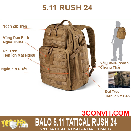 Balo phong cách chiến thuật 5.11 Tactical Rush 24