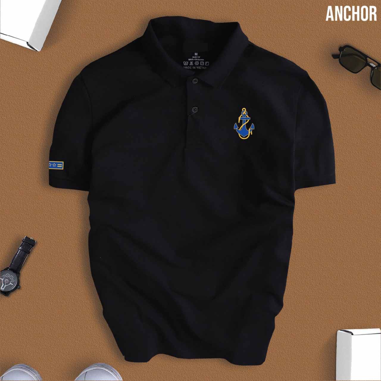 Áo thun cổ trụ cổ bâu polo mỏ neo
