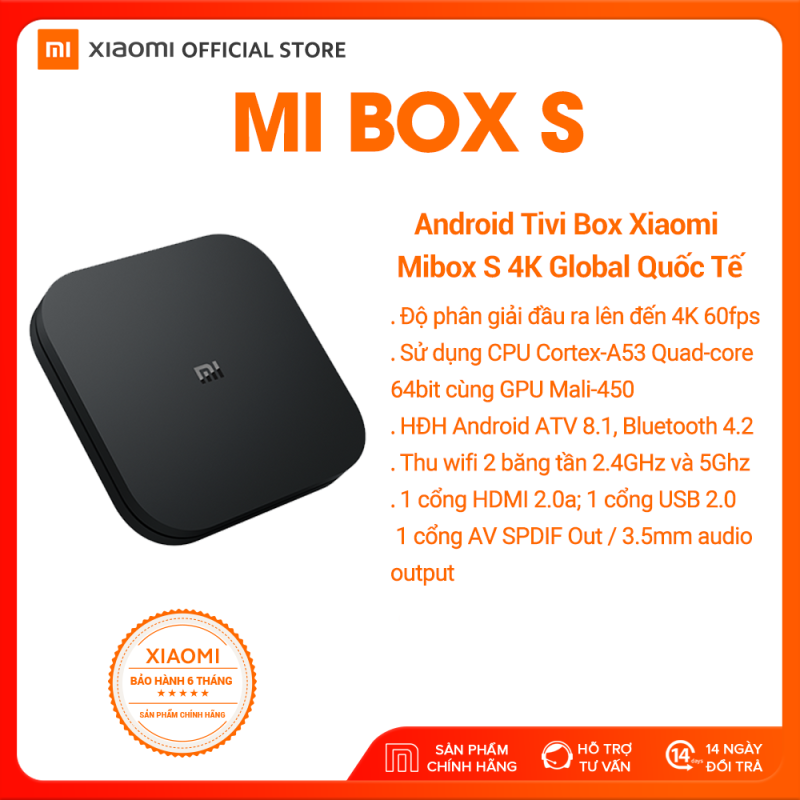 Bảng giá [XIAOMI OFFICIAL] Xiaomi Android TV Mi Box S - Hỗ trợ Tiếng Việt, Độ phân giải 4K (3840 x 2160), CPU 4 nhân,Ram 2GB, Rom 8GB, Kết nối Wifi, Bluetooth 4.2, HDMI - Bảo hành chính hãng 12 tháng