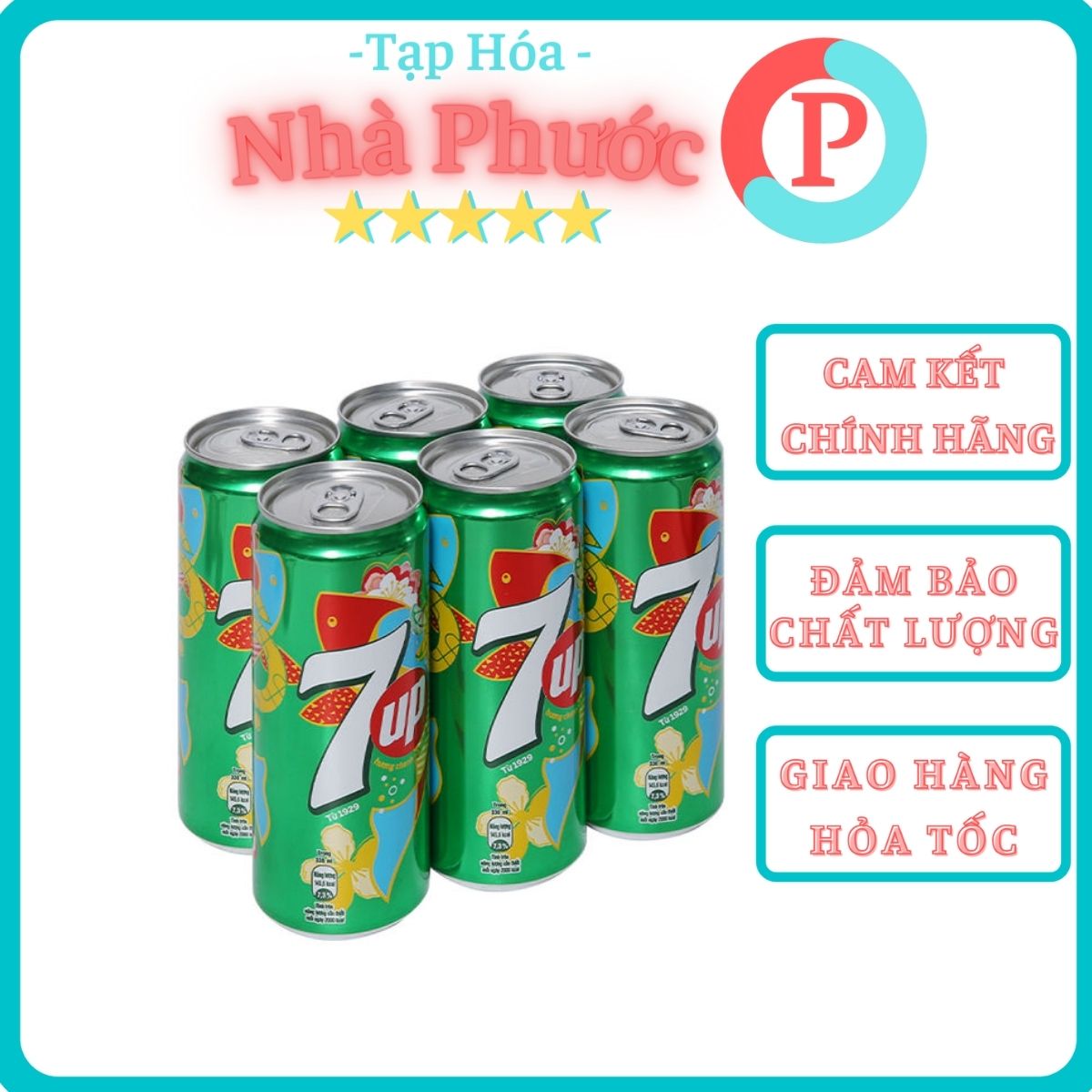 [FREESHIP] - Nước giải khát 7up ( lốc 6 lon x330ml) - Thật sự thanh mát.