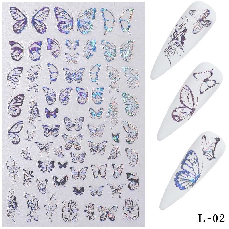 sticker kim loại óng ánh bướm