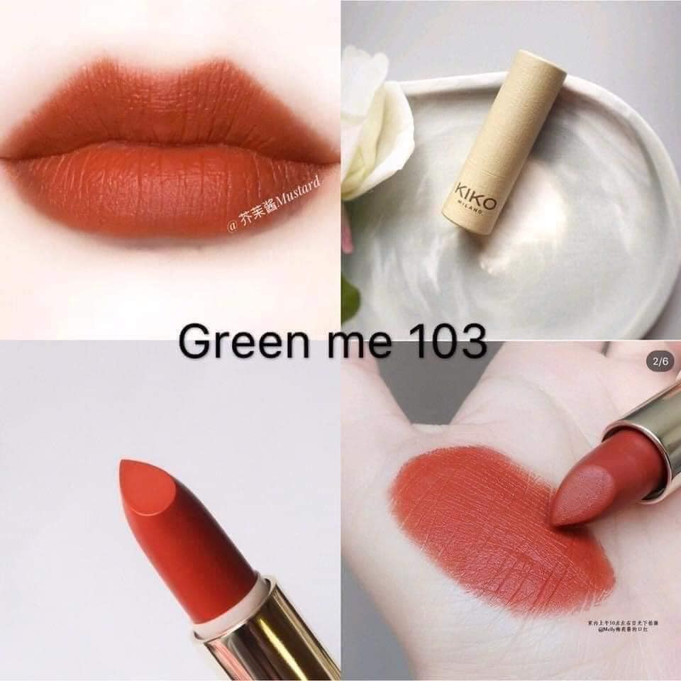{Bill Đức}_Son Lì Hữu Cơ Kiko Green Me Matte Lipstick - 103 Basic Brick 4G
