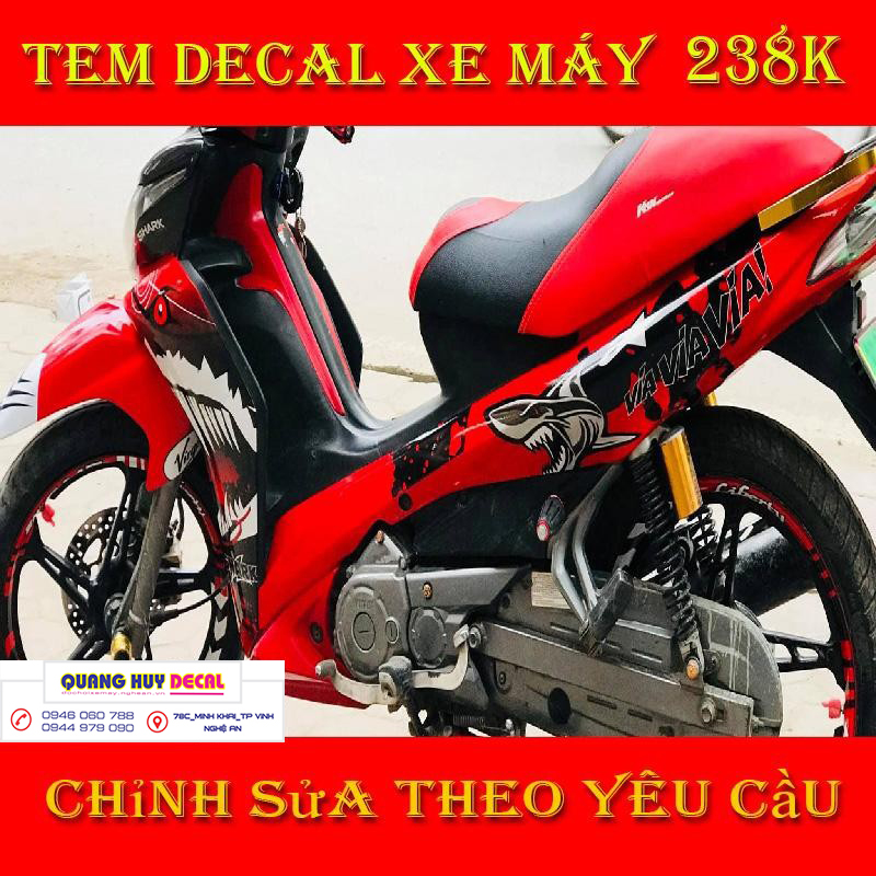 Tem trùm jupiter cá mập đỏ đen shark - Độ dán team trùm decal xe máy jupiter cá mập đỏ đen shark - Team trùm decal xe máy jupiter rẻ đẹp và chất