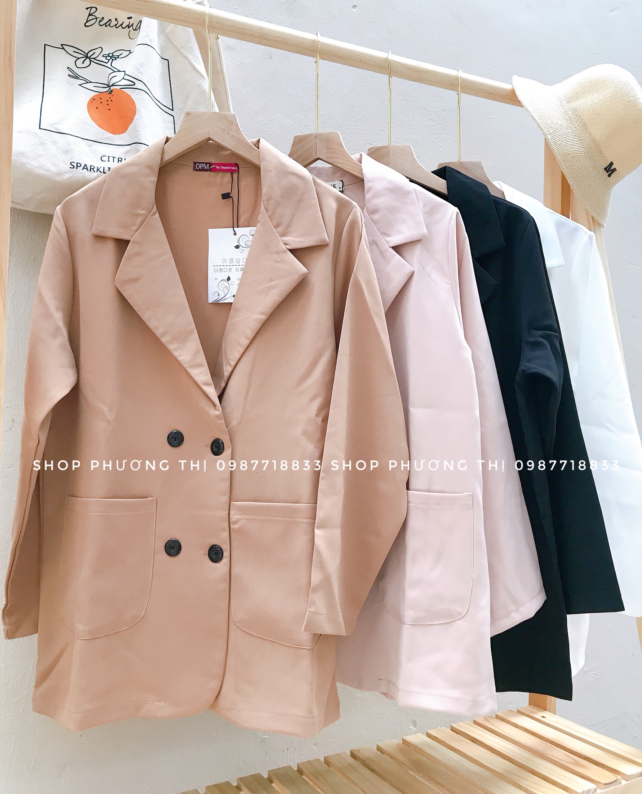 Áo blazer trơn hàn quốc 1 lớp (hình thật shop chụp/sẵn)