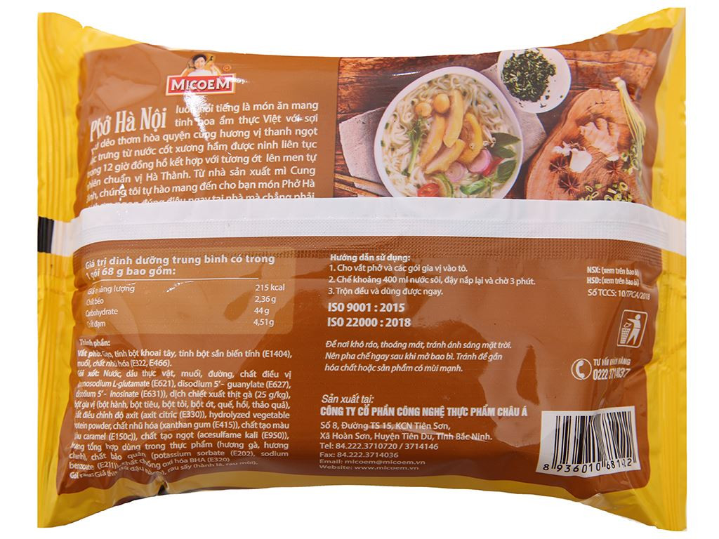 phở gà Cung Đình Hà Nội 68g thùng 30 gói