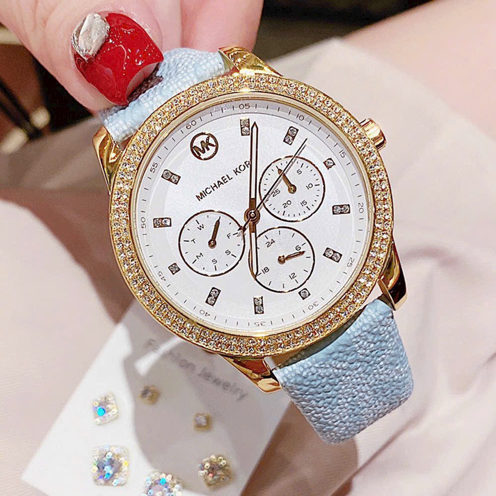 Michael Kors mk2965 women's premium leather strap waterproof wrist watch size 38mm fullbox watch, shop Kiwi