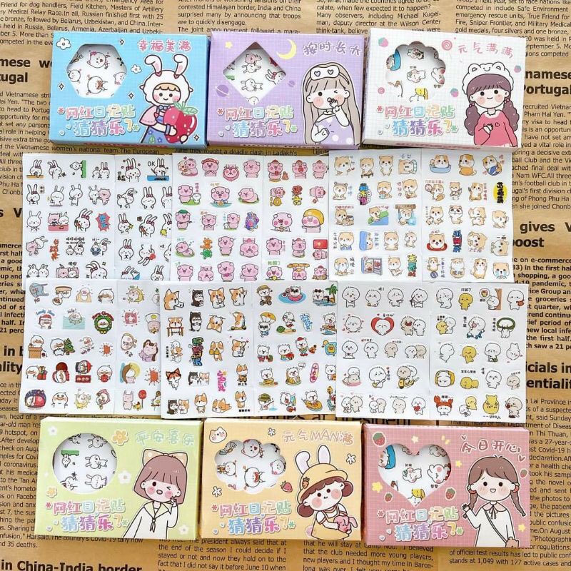 1 Hộp sticker 12 tờ siêu cute