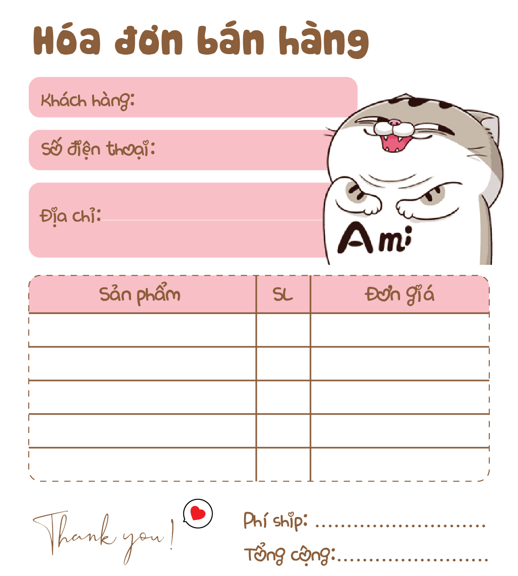 [ Hàng Sẵn ] Hóa Đơn Bán Hàng Mini 1 Liên AMI