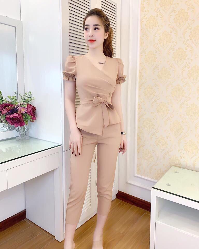 Set Bộ Vạt Chéo Thắt Nơ- Thời trang xinh HĐ