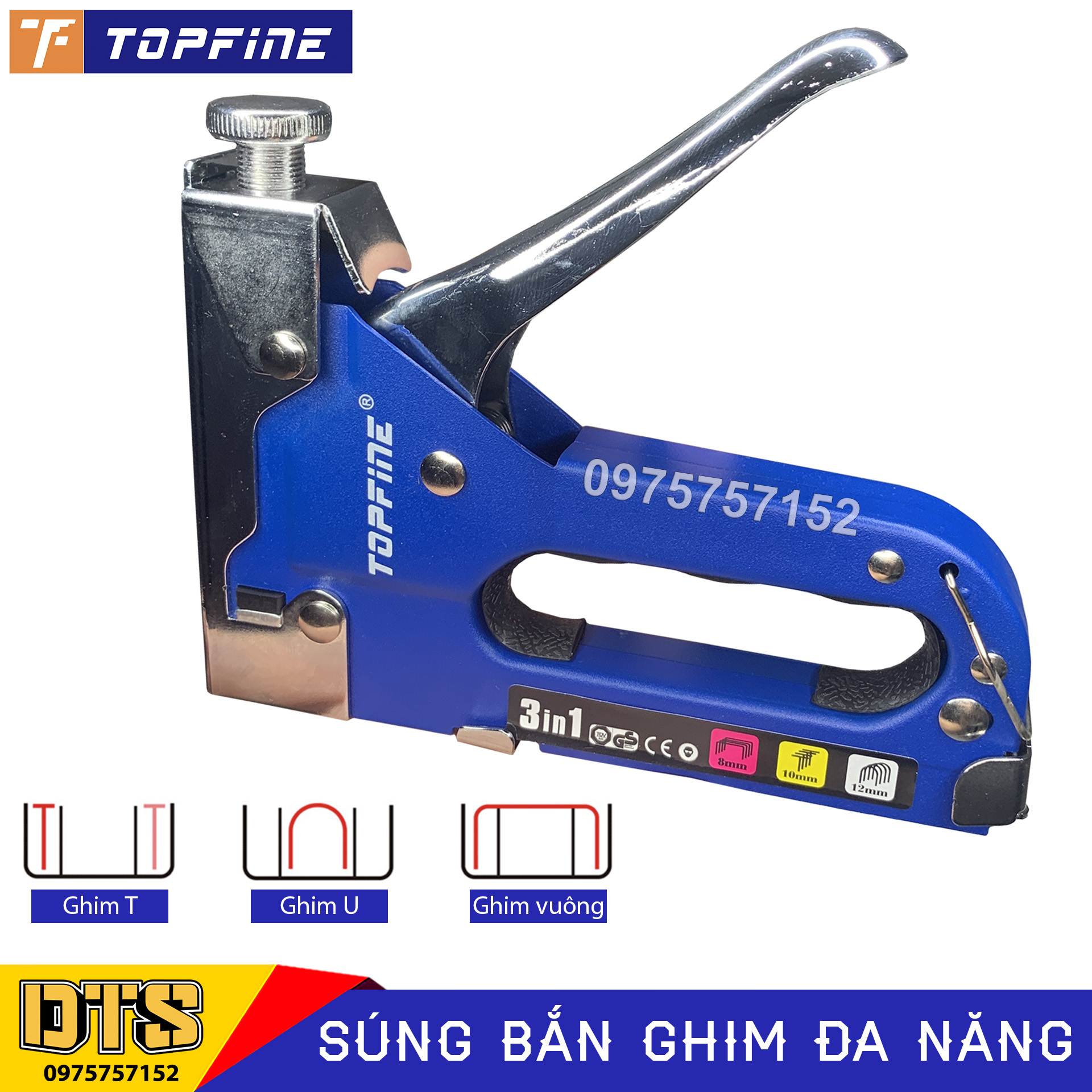 Súng bắn ghim công nghiệp đa năng, Kìm bắn đinh ghim cầm tay 3 trong 1 TOP FINE có tăng lực, bấm cả 3 kiểu ghim П U T, súng bắn đinh ghim, kìm bấm đinh ghim, kìm bấm ghim gỗ, bọc yên xe máy, ghim tranh, ghim bạt