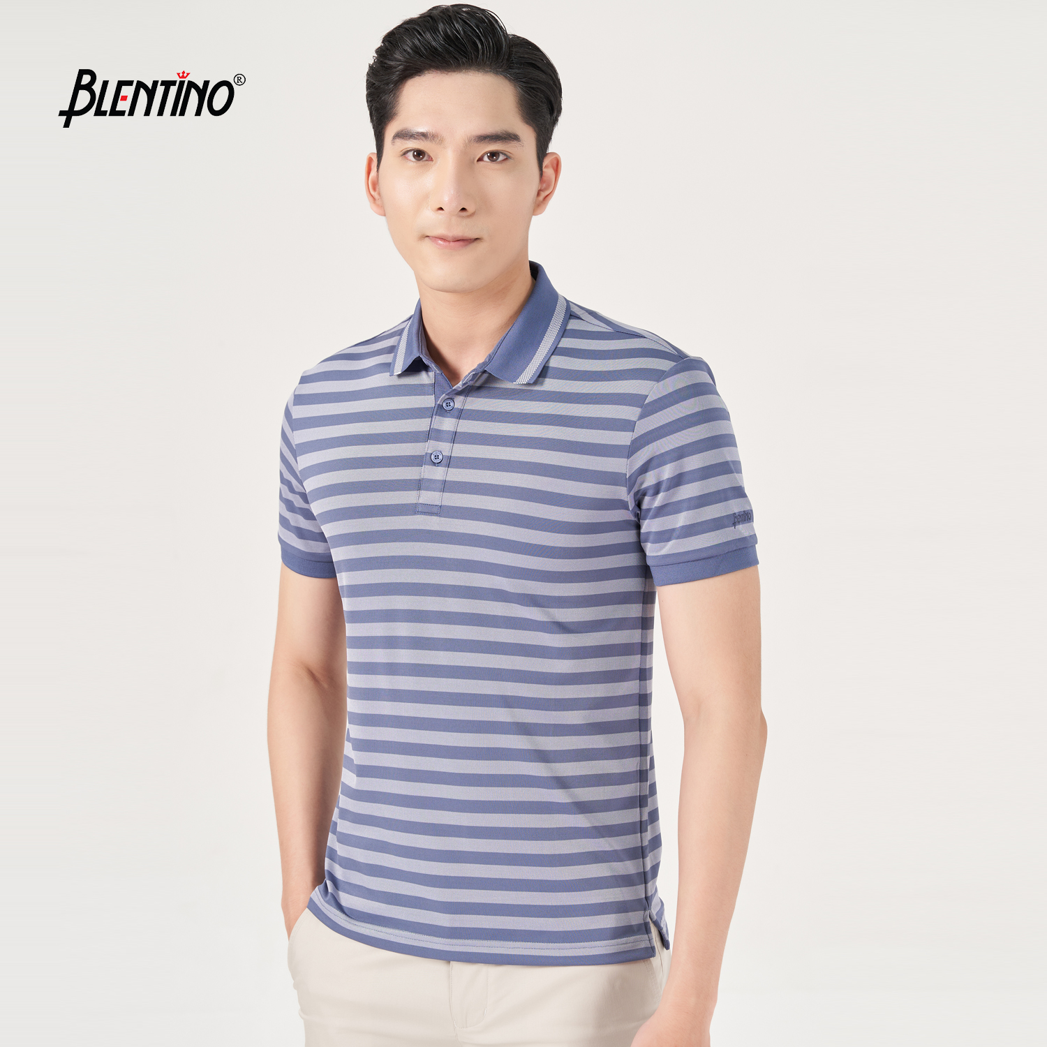 Blentino Áo Polo Có cổ, kẻ sọc ngang, kiểu dáng regular BL-PL0521
