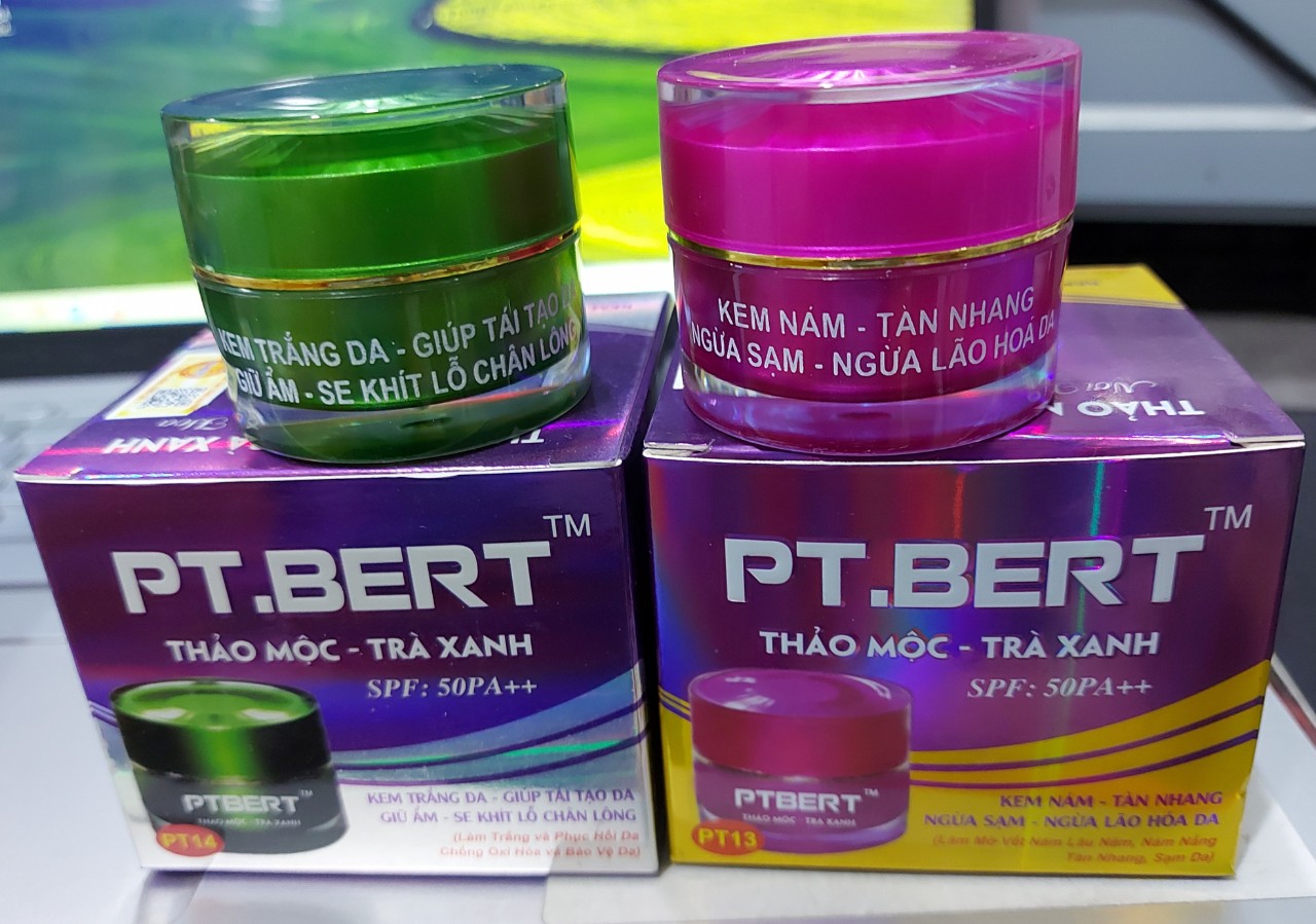 kem mụn,nám,trắng da,đồi mồi thảo mộc trà xanh pt.bert