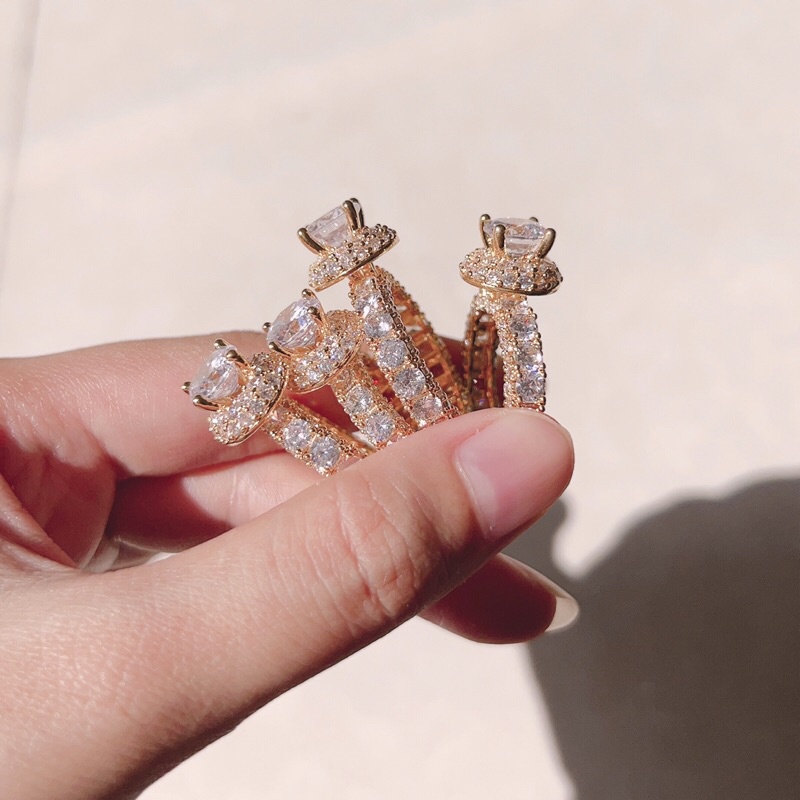 𝗡𝗵𝗮̂̃𝗻 𝐊𝐚𝐦𝐢 full đá mạ vàng 18k siêu sáng siêu bền