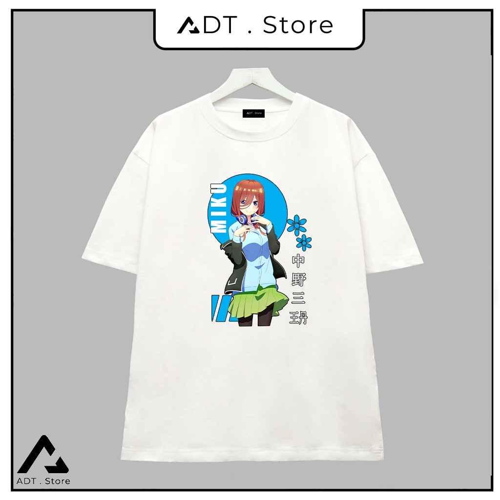 Áo thun đen - trắng miku nakano - anime nhà có 5 nàng dâu | level up store