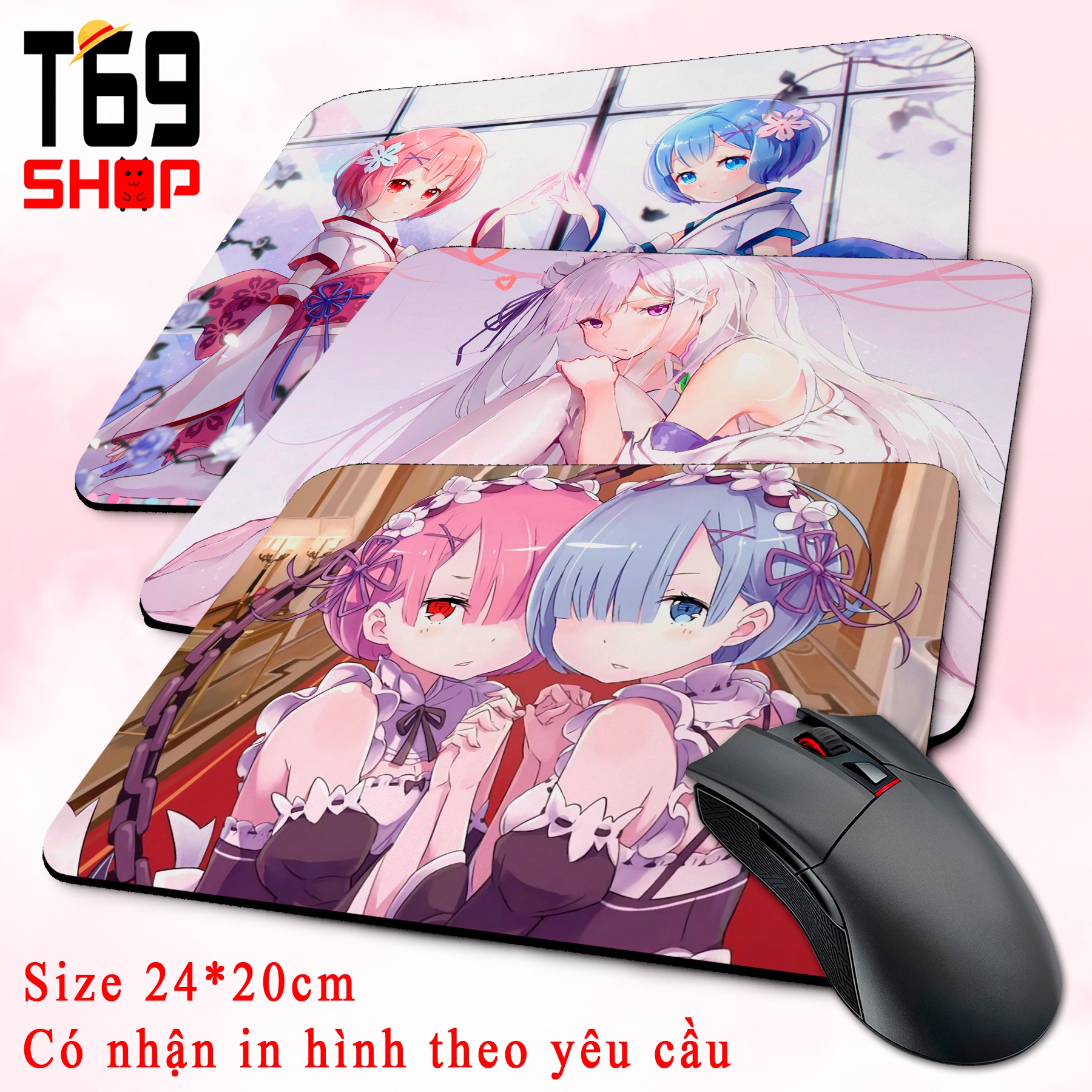 [HCM]Lót chuột anime Re: Zero - size 24x20cm [T69 Shop]