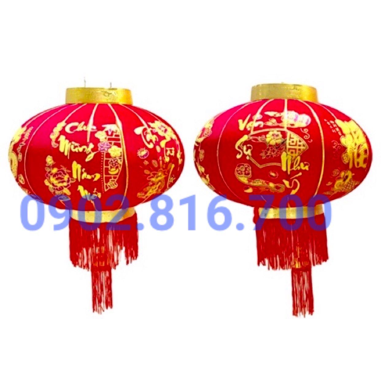 [HCM]Lồng đèn nhung đỏ trang trí tết đủ size loại đẹp cao cấp