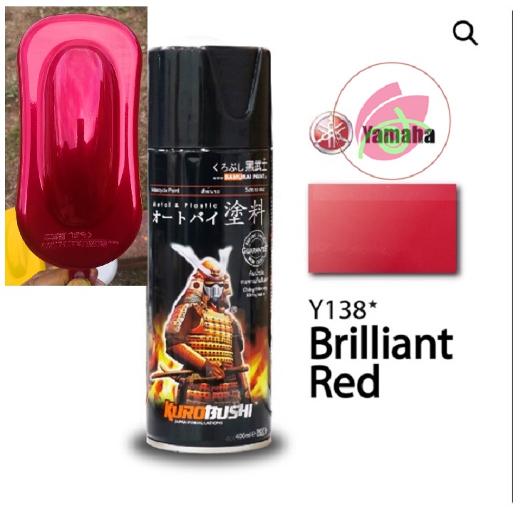 Y138   Sơn xịt sơn xe máy Samurai Y 138 màu đỏ candy Yamaha  400ML - Brilliant Red
