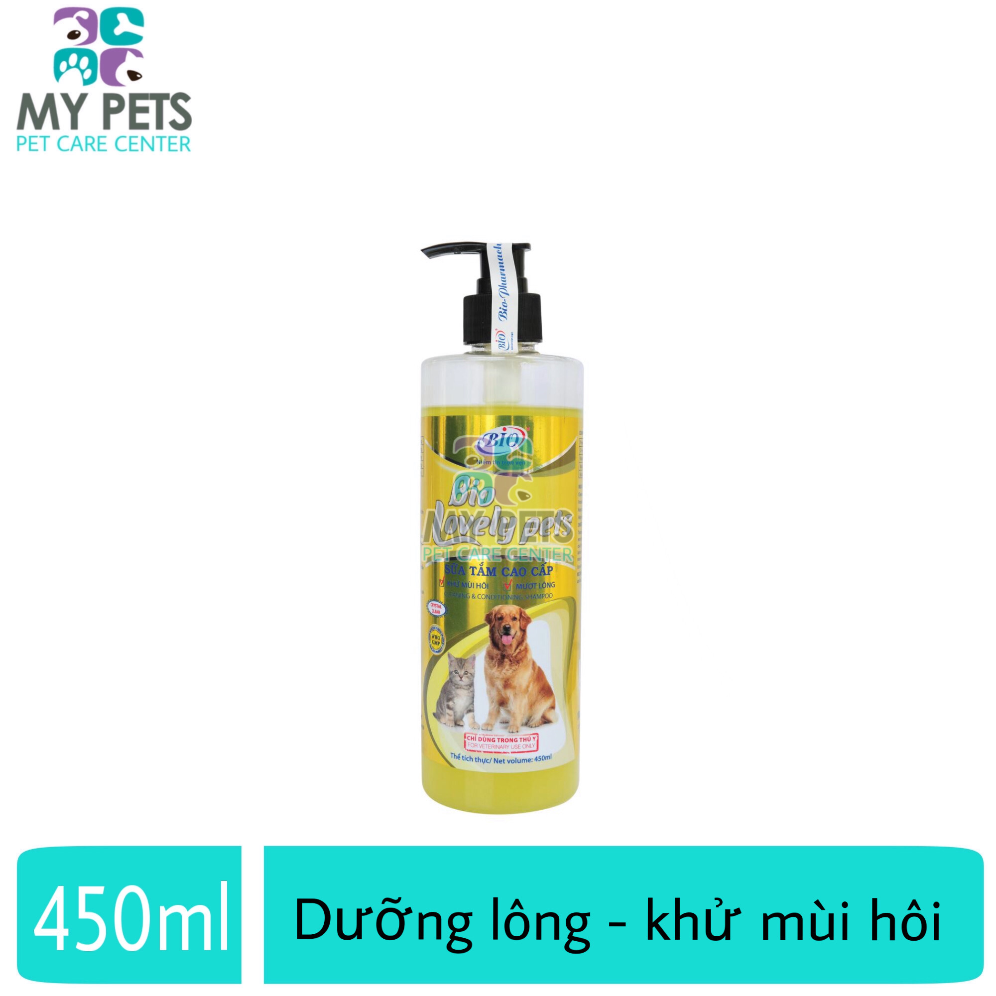 Sữa tắm dưỡng lông khử mùi hôi cho chó mèo - Bio Lovely pet Premium 450ml