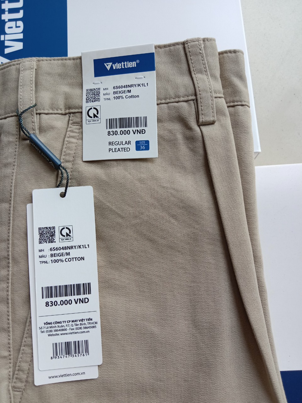 Quần Kaki nam Việt Tiến không ly (6S6081)