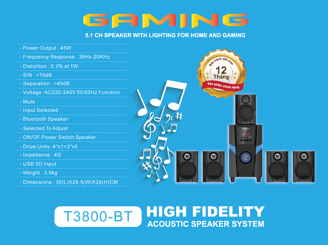 Loa vi tính Bosston bluetooth 5.1 T3800-BT