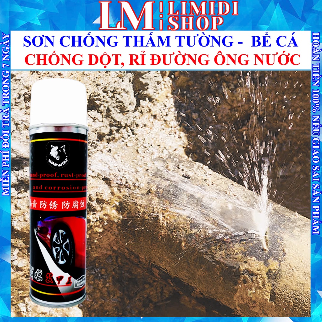 Bình xịt chống thấm tường - sơn chống thấm - sơn xịt chống thấm tường nhà, bể cá, mái tôn, đường ống rỉ nước ww