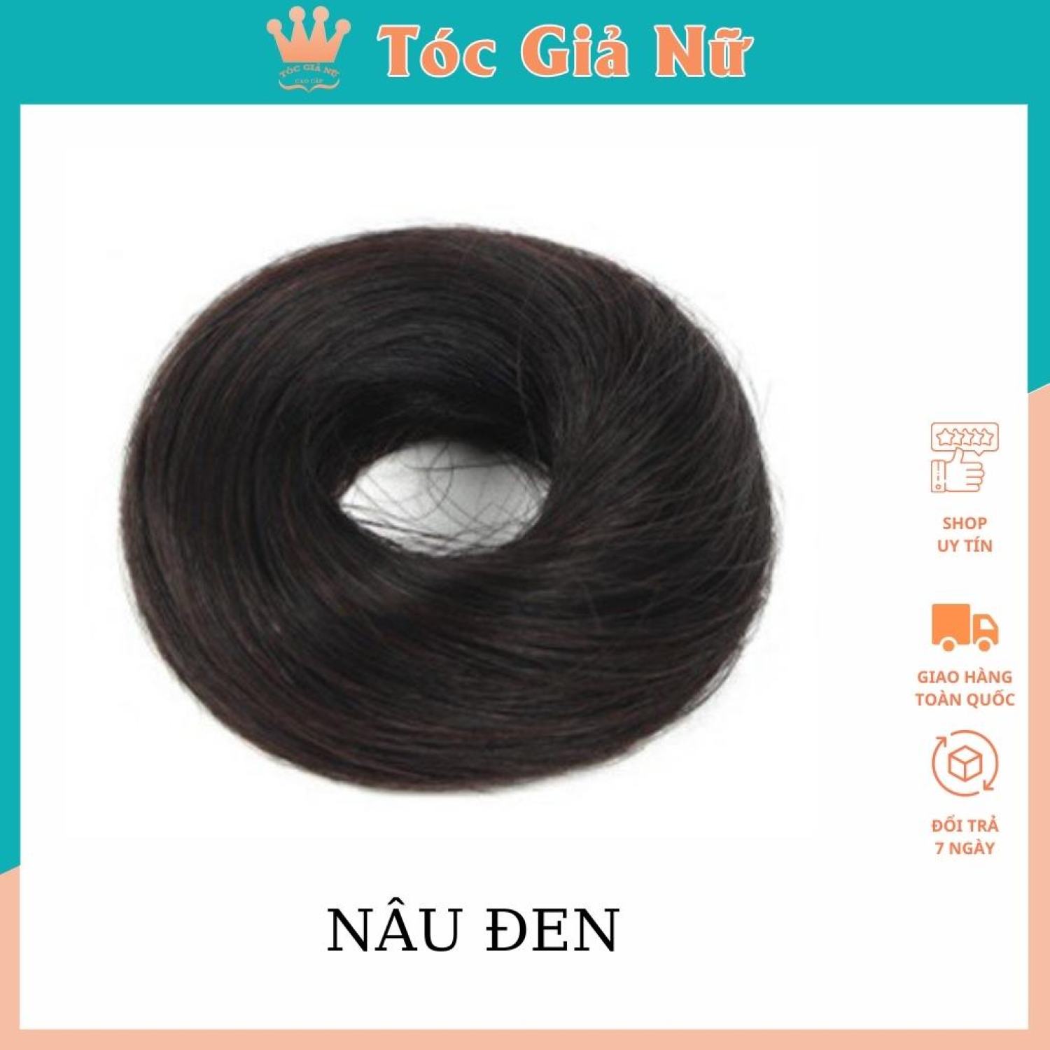 Tóc giả nữ búi cột thẳng làm bằng sợi tơ cao cấp mềm đẹp