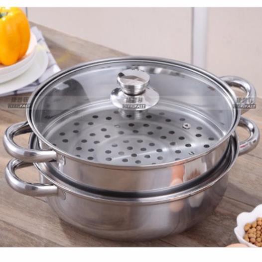 Nồi hấp INOX 3 tầng siêu to rộng nồi hấp bánh bao bánh flan hấp thức ăn