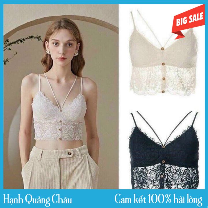 Áo lót bra phối ren dây đôi đan chéo - áo bra phong cách điệu đà cho phái đẹp hot 2021 freesize dưới 60kg