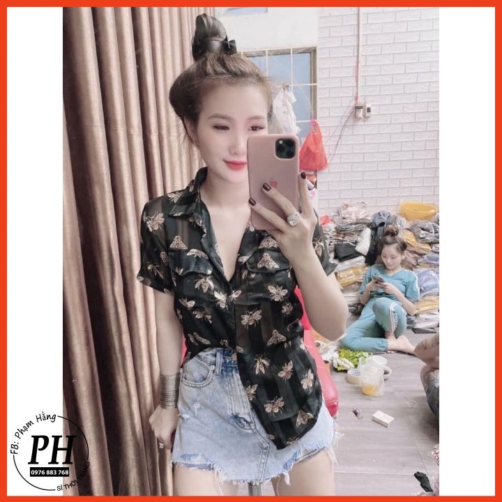 [HCM]Áo Sơ Mi Ong Ngắn Tay cổ chữ B