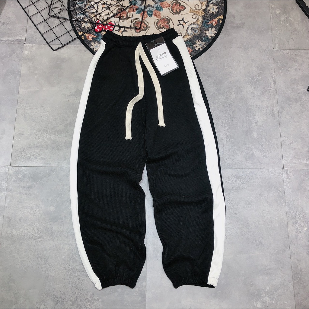 Quần jogger nhung phối màu