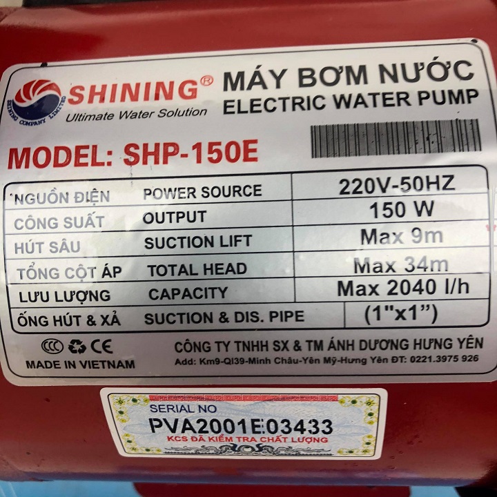 Máy bơm nước Shining SHP 150w