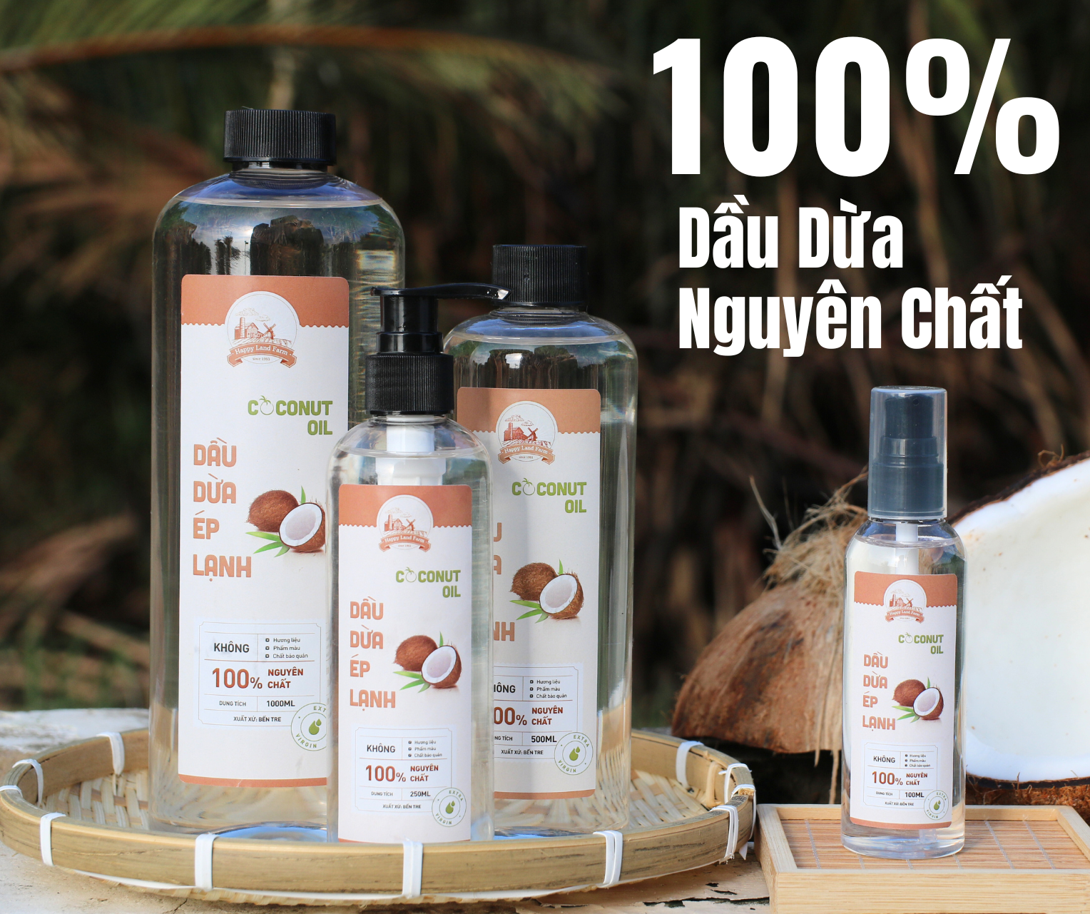 Dầu Dừa Ép Lạnh Bến Tre Nguyên Chất 100% - 100ml
