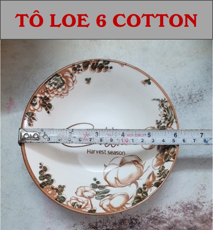 Ceramic Flared Bowl with Cotton Pattern - Size 6 (Diameter 15cm)