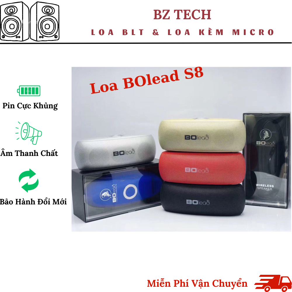 Loa bluetooth bolead s8 cao cấp, loa không dây cầm tay, âm thanh sống động, thiết kế sang trọng chắc chắn, cam kết chất lượng, bh 12 tháng