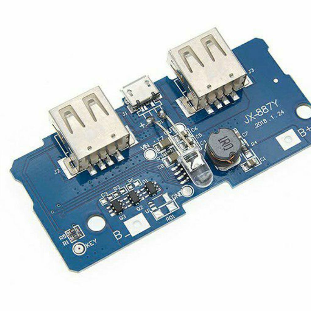 Mạch Sạc Dự Phòng 2 Ngõ ra USB(1A và 2A) đèn báo pin