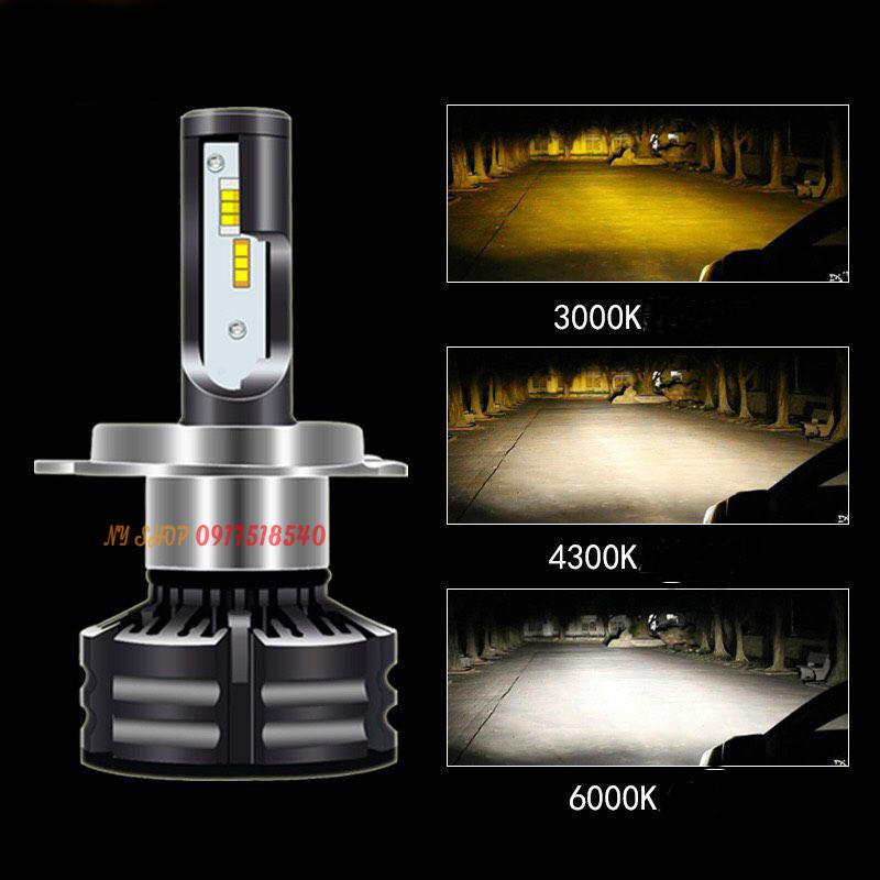 ĐÈN LED T6 ĐỔI 3 MÀU SIÊU SÁNG CHÂN H4 ( giá 1 bóng )