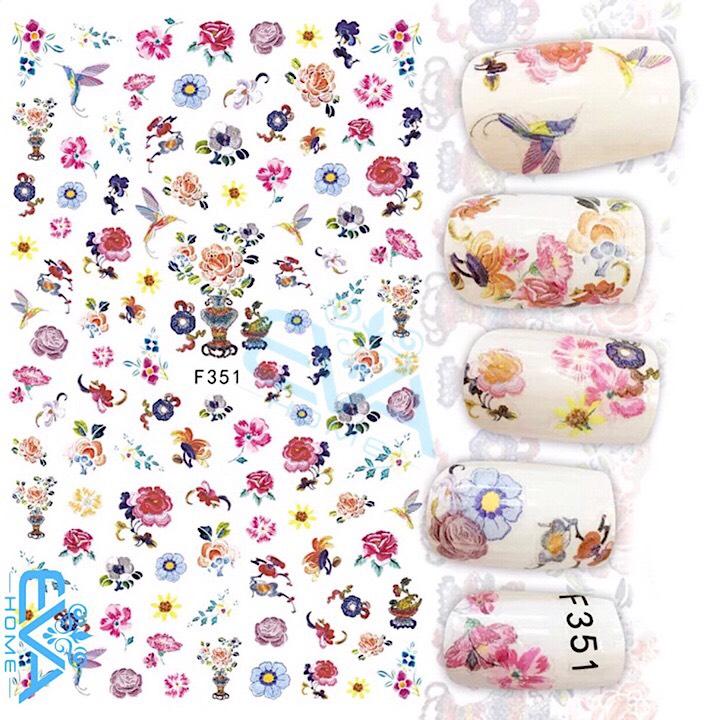 [HCM]Miếng Dán Móng Tay 3D Nail Sticker Tráng Trí Hoạ Tiết Bông Hoa F351