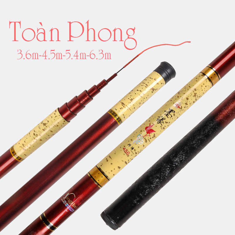 cần câu cá - Cần câu tay Toàn Phong đỏ vàng câu đơn giải trí độ cứng 3H CĐ-4