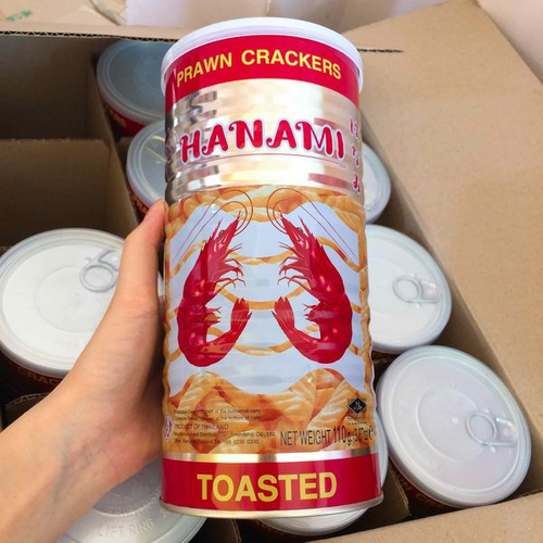 Bánh snack tôm Hanami Thái Lan Lon 110gram