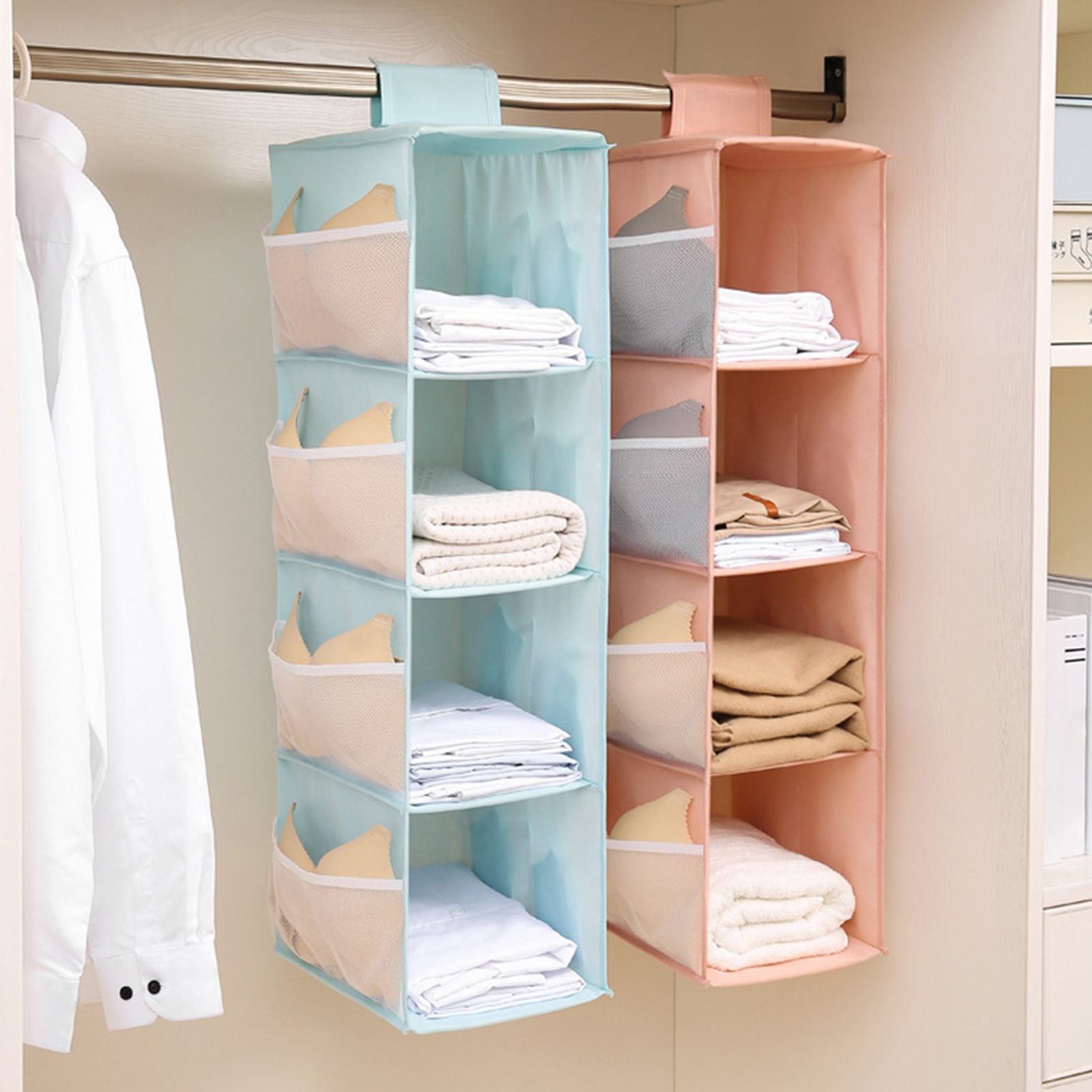 Oxford Cloth Washable Multilayer Foldable Hanging Storage Rack Clothes Organizer